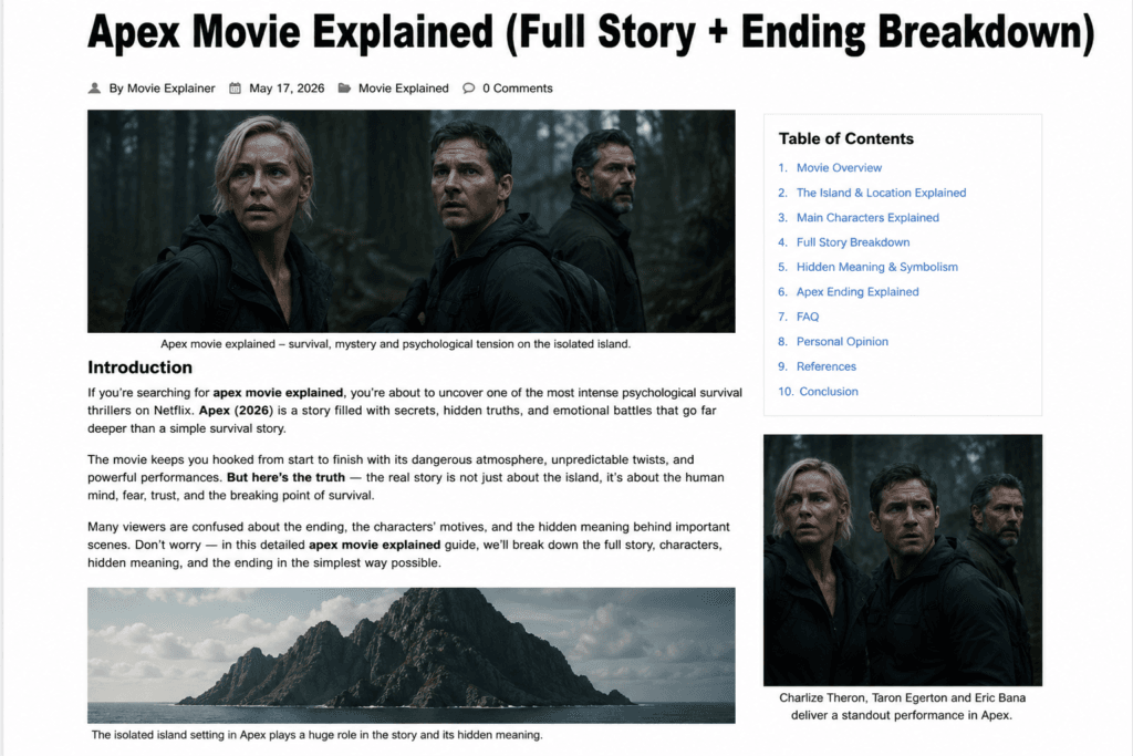 Apex movie explained showing survival thriller island atmosphere and psychological tension