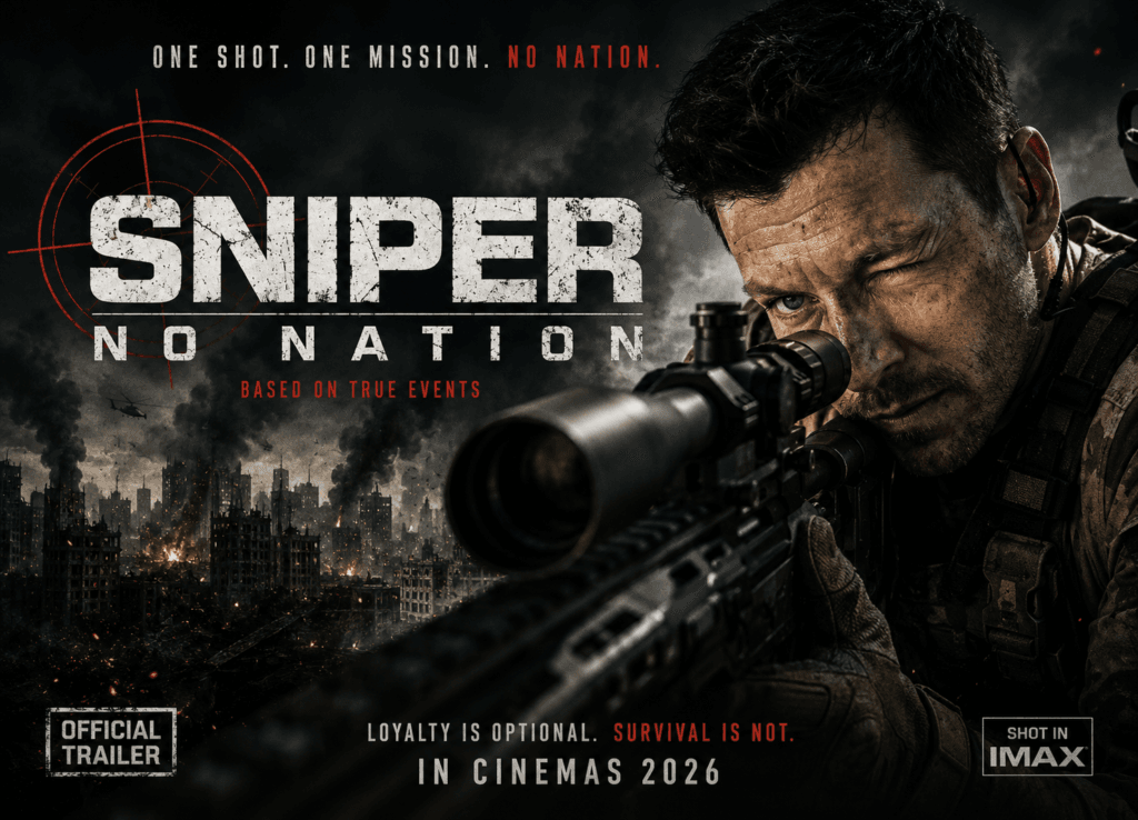 Sniper: No Nation Ending Explained banner featuring elite sniper Brandon Beckett during a high-stakes mission in the 2026 action thriller.